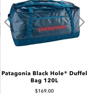 Brand new Patagonia black hole duffel 120L.